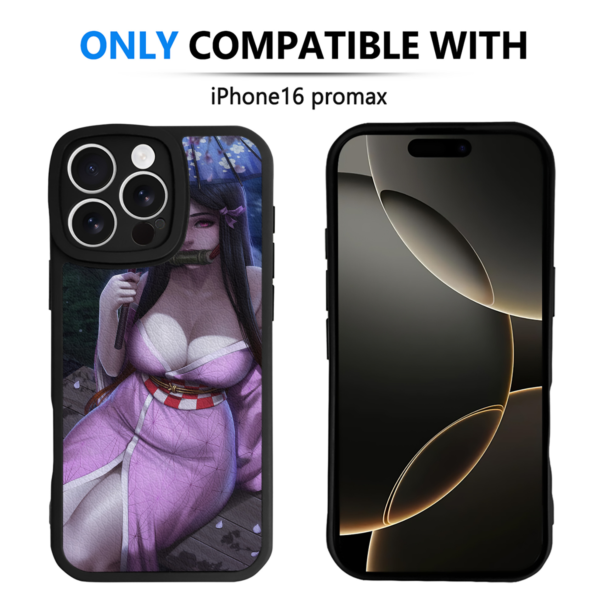 （画像用） 鬼滅の刃（きめつのやいば）竈門 禰󠄀豆子／かまど ねずこ Kamado Nezuko 【iPhone 16シリーズ対応】シリコンスマホケース（レザー調） 材質：シリコン